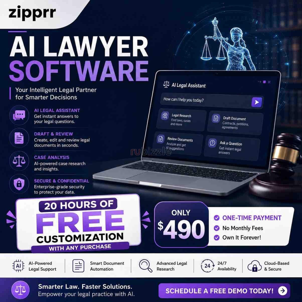 Zipprr AI Lawyer Software – 24/7 AI Legal Assistant, On the Go, $490