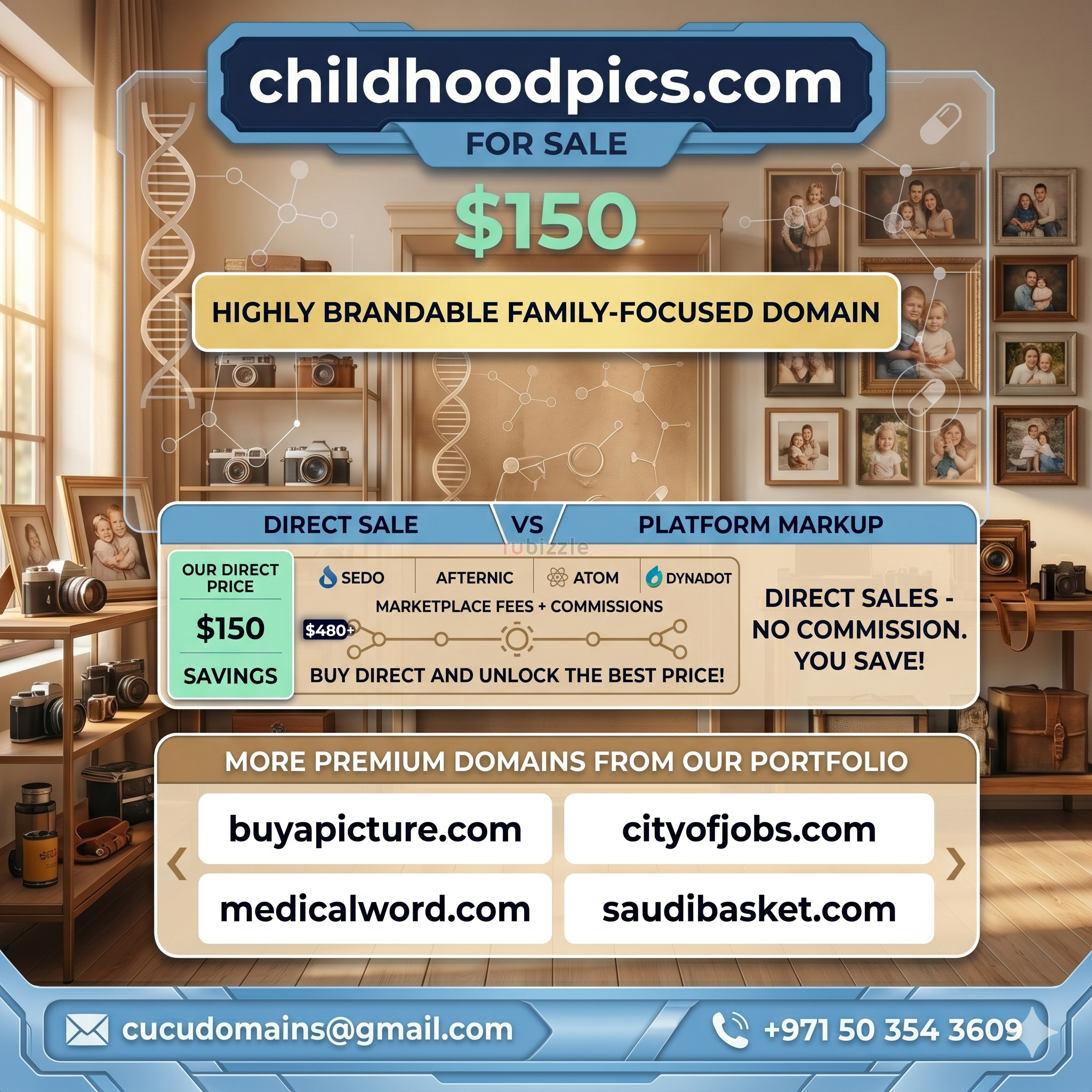 PREMIUM .COM DOMAIN: childhoodpics.com (Direct Sale & Immediate Transf