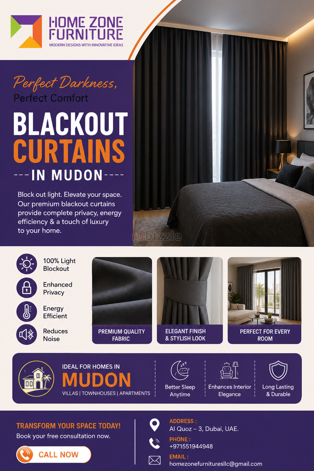 Blackout Curtains in Mudon | Home Zone Furniture