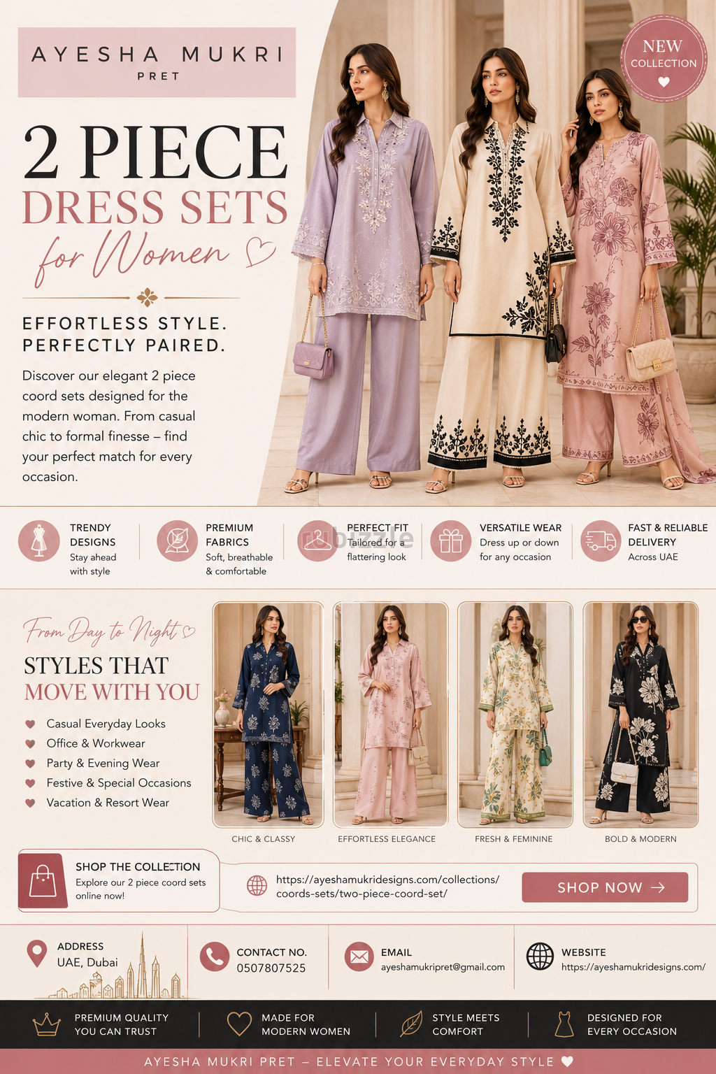 Ayeshamukridesigns | 2 Piece Dress Sets for Women – Elegant Co-Ord Set