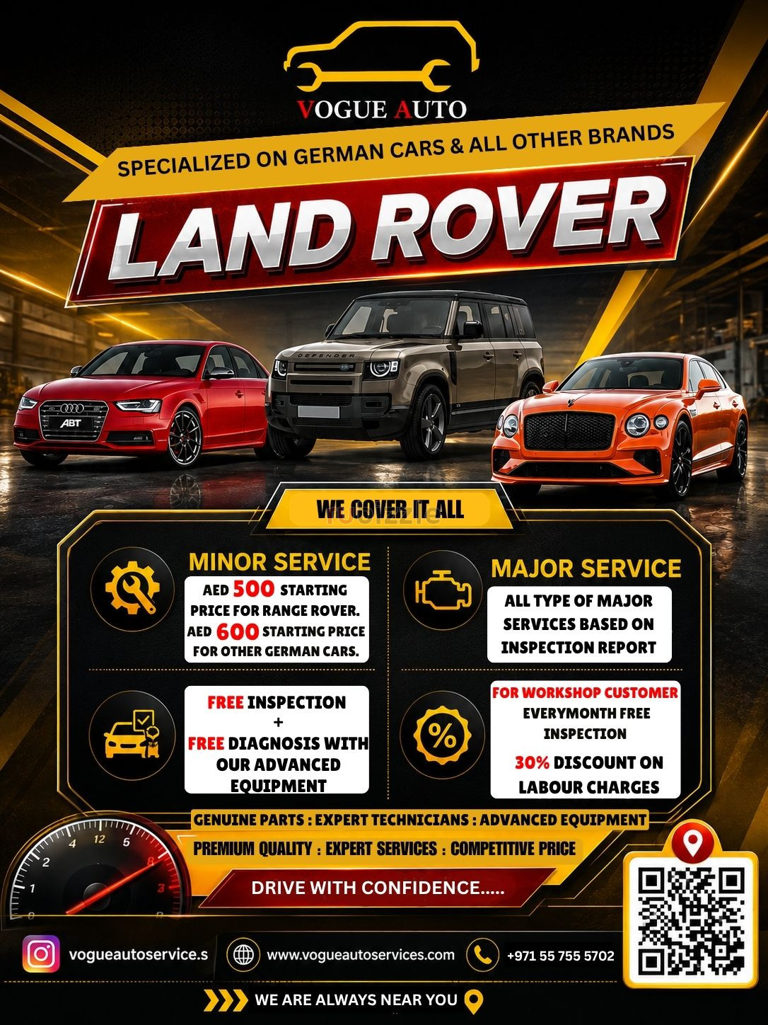German Car & Range Rover Minor Services in Dubai